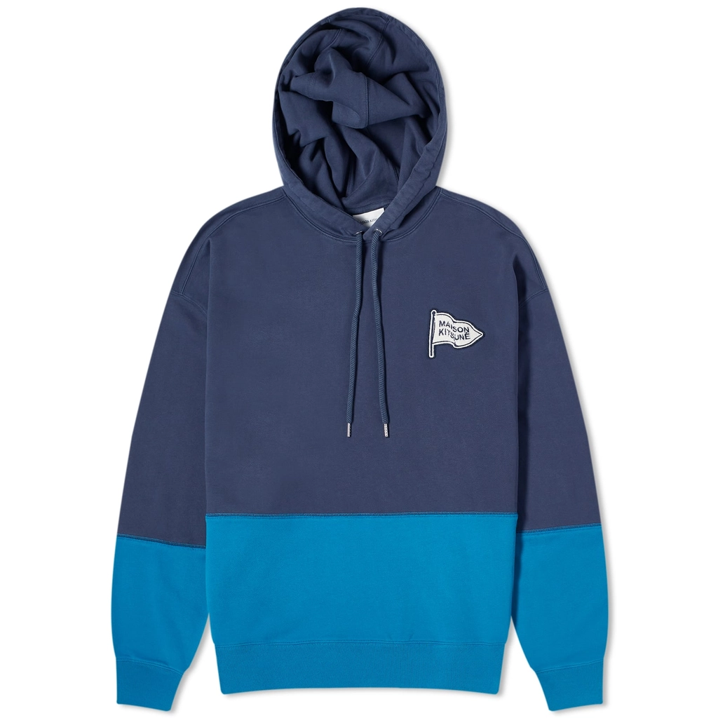Maison Kitsune Color Block Oversize Hoodie Ink Blue/Sapphire